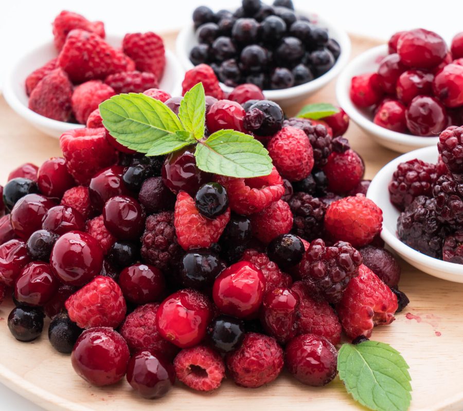 frozen mixed berry on white background
